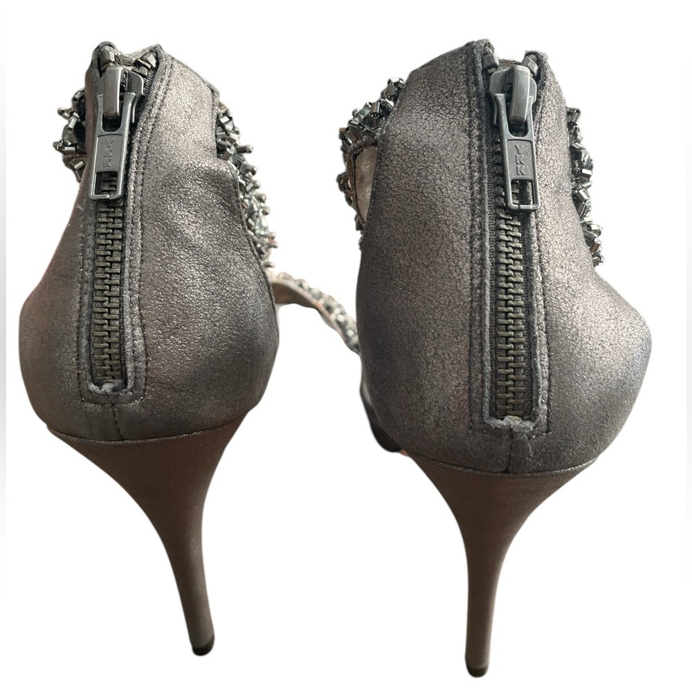 Pelle Moda Pewter Suede Rhinestone Embellished Platform Stiletto - Picture 4 of 4